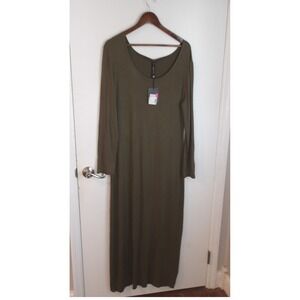 NWT White Mark Maxi Dress Casual Everyday Olive Green Dress Orig $98 Sz 1X/#5241